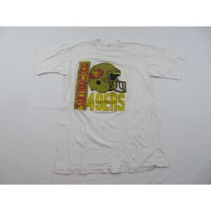 80s San Francisco 49ers Helmet Spellout White T-shirt Sz M